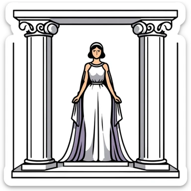 High Priestess tarot card with mysterious woman between two pillars sticker