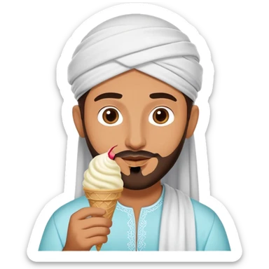 Arab man saying yes while having ice cream sticker