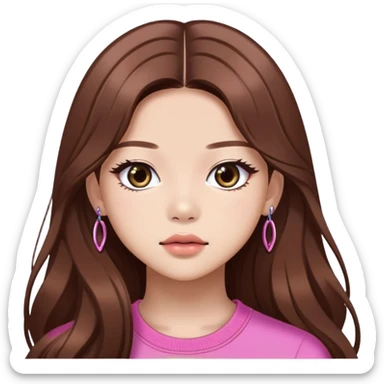 Jennie from BLACKPINK with long brown hair sticker