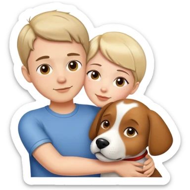 a shorthair girl with husband hugging a dog sticker