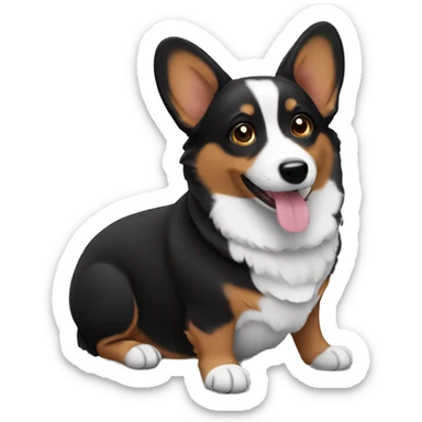 Black corgi  sticker