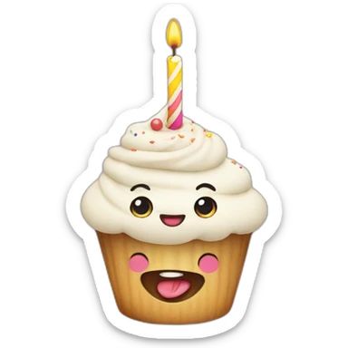 Birthday cupcake with a happy face sticker