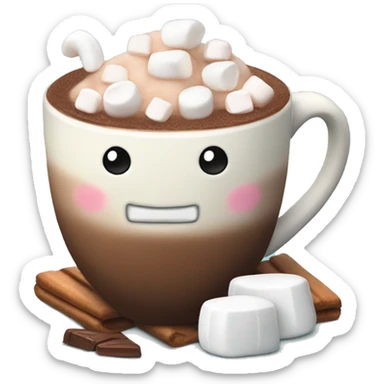 Cup of hot cocoa with marshmallows in a cute mug  sticker