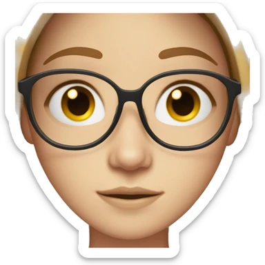 pale girl with freckles and middle parted long brown hair with glasses sticker