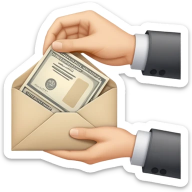 hand receiving salary envelope sticker