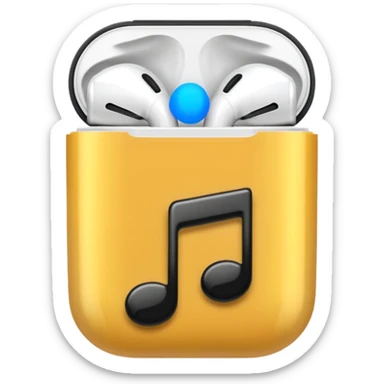 This emoji: 🎶, coming out an AirPod emoji sticker