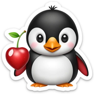 Penguin cherry face sticker