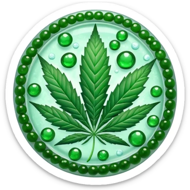 frozen caviar with cannabis leaf sticker