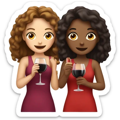 two girls me and my best friend with wine  sticker