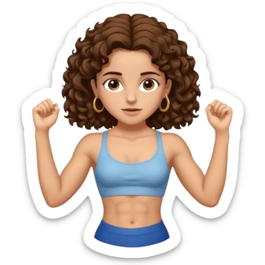 full body, very beautiful italian girl, dark brown eyes, looking like Emma Watson, with curly and big volume very bright brown hair, and a golden piercing ring in nose on left side, doing pull up, muscled

 sticker