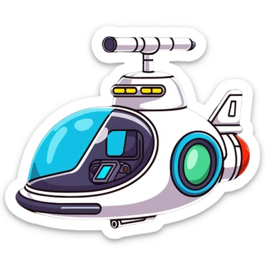 Vintage sci-fi bubble cockpit spaceship with ray guns sticker