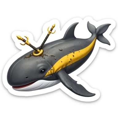 A whale cover with mud and a two bees use sword fighting sticker