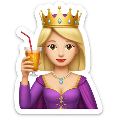 queen with drink sticker