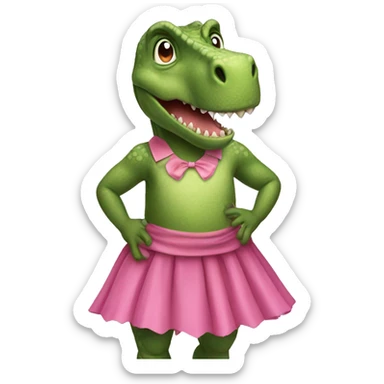 dinosaur with a pink skirt  sticker