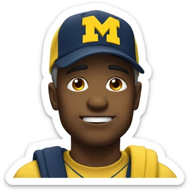 Crying face emoji wearing University of Michigan hat sticker