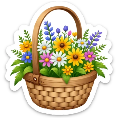 basket full of wildflowers sticker