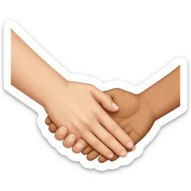 two faces with a gentle handshake between them, showing reconciliation and harmony sticker