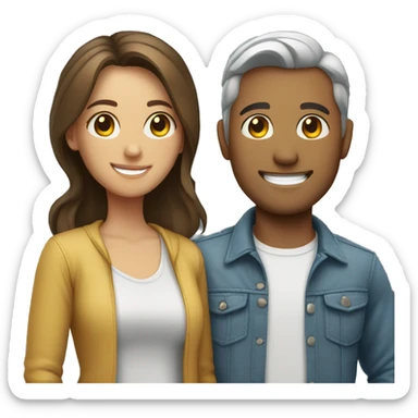 smiling couple in casual attire sticker