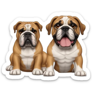 english bulldog and bullmastiff têtes sticker