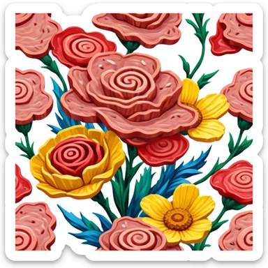 van gogh style abstract SPAM  meat flowers landscape sticker