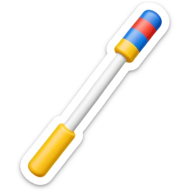 A single foam stick with caps on top and bottom, front view sticker