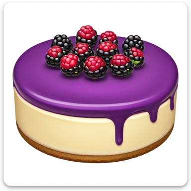 classic emoji style blackberry cheesecake, bright colors, transparent background sticker