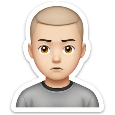 "- Nam
- 15 tuổi
- Da trắng
- Đầu đinh
- mặt khó chịu
" sticker