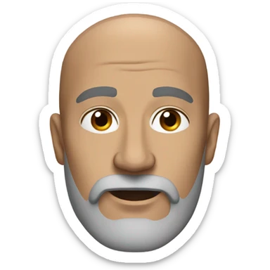 middle aged bald man big grey beard brown eyes long head sticker