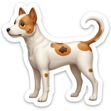 White dog with brown spots with only three legs, from the side  sticker