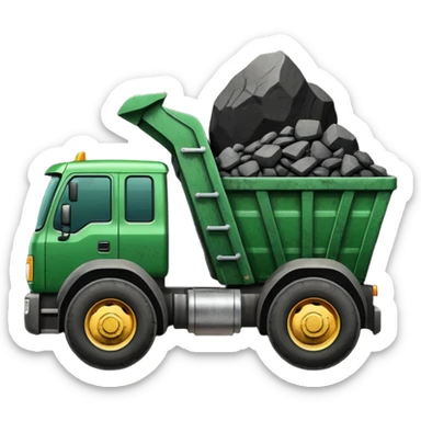 green truck with coal ore sticker