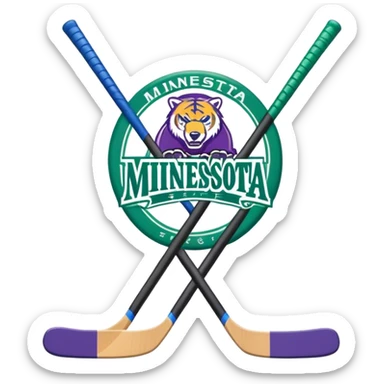 Minnesota state logo with hockey sticks and puck  sticker