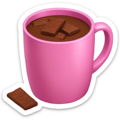 Pink mug with cocoa sticker