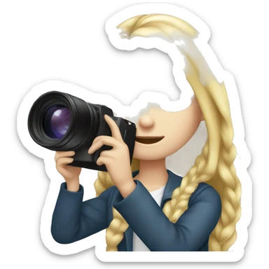 Blonde long haired girl taking a picture with a professional camera  sticker