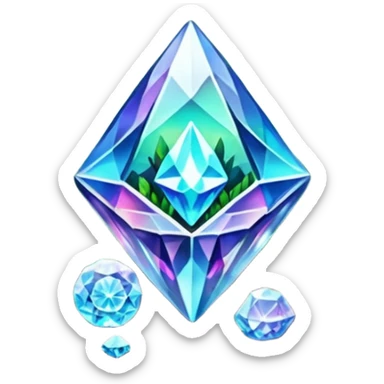 crystals diamonds with runes in forest and flowers sticker