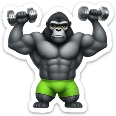 Very buff Gorilla lifting weights gym sticker