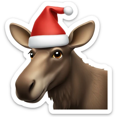 Moose wearing a Santa hat  sticker
