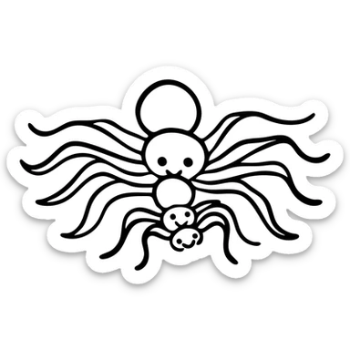 Cute spider family with parent spiders and baby spiders gathered together sticker