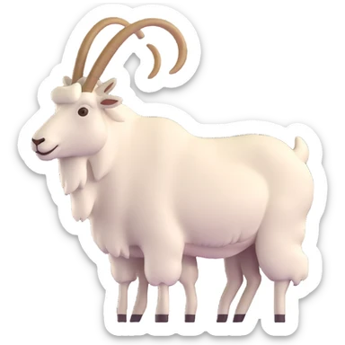 realistic 3D mountain goat with textured fur sticker