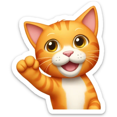 a cure orange cat waving sticker