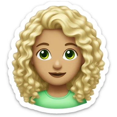 Blonde girl green eyes curly hair sticker