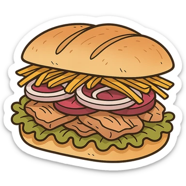 flat toon style Peruvian sandwich sticker