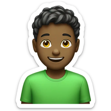 happy boy in green shirt sticker