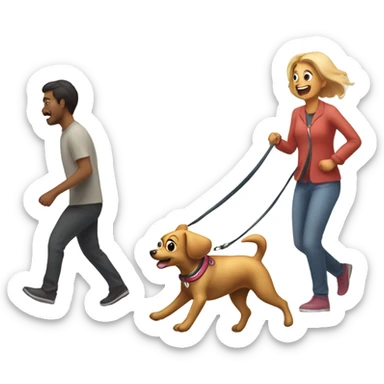Super tiny dog dragging owner fast on leash  sticker