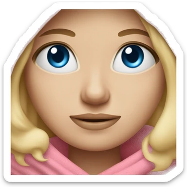 blonde straight hair girl blue eyes wrapped in pink blanket sticker