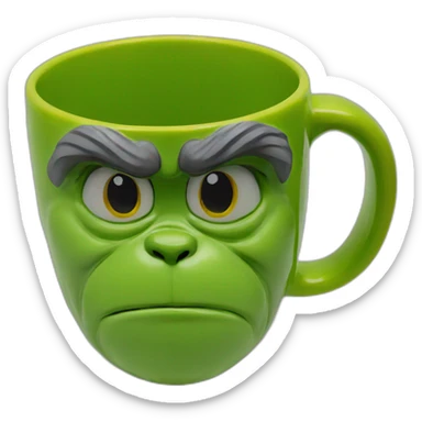 Grinch face shaped mug yellow eyes sticker