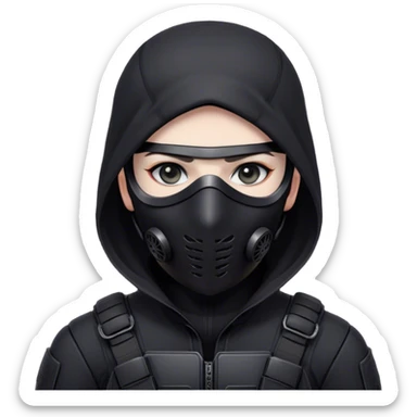 A masked assassin in a black tactical suit sticker