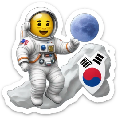 astronaut-on-a-moon-with-republic-of-korea-badge sticker