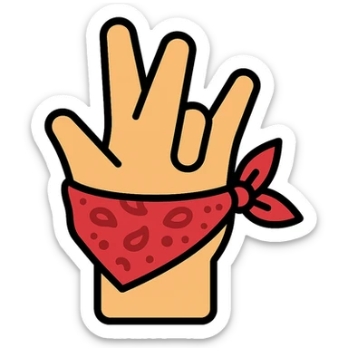 gangster hand gesture with bandana color outline icon style sticker