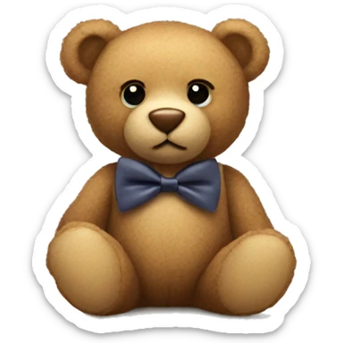 Teddy bear with a bow tie holding a tiny teddy bear  sticker