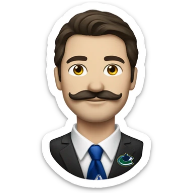 handsome brunette vancouver Canucks fan with moustache  sticker